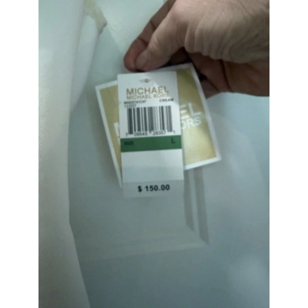 MICHAEL Michael Kors Cream Puffer Vest Size L NWT $150 - Faux Fur Hood